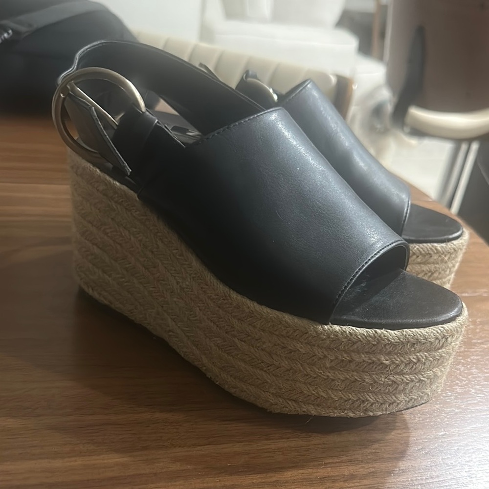 Black Wedge Sandals